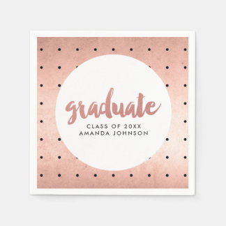 Grad Custom Name Rose Gold Script Graduation Party Napkin