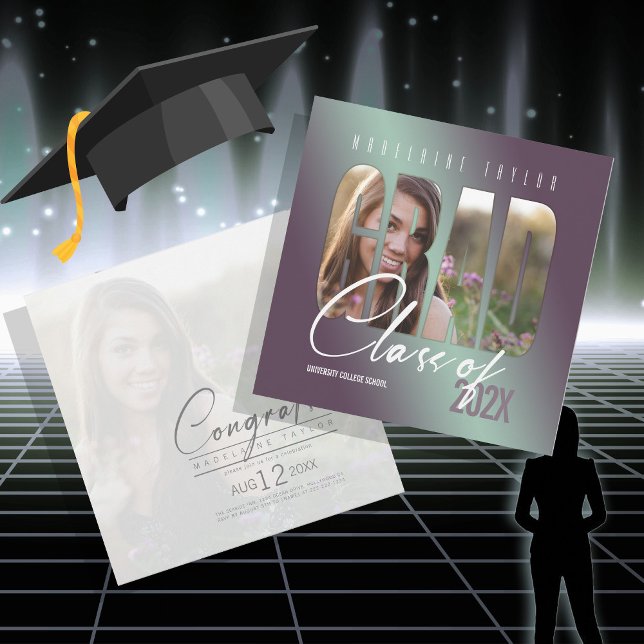 Grad Cutout Photo Gradient Plum ID898 Invitation (Creator Uploaded)