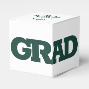 GRAD Dark Green and White Graduation Party Favor Box
