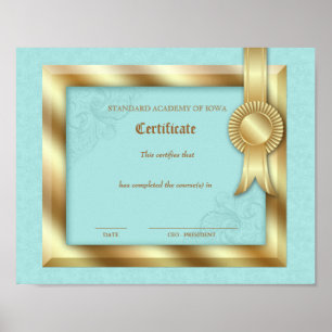 Grad Diploma Certificate of Completion Gold Frame Poster