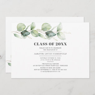 Grad Eucalyptus Greenery Graduation 2022 Party Invitation
