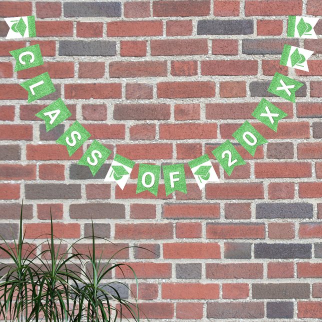 Grad Glam Green Cap Simple Class Of Plus Year Bunting Flags (Creator Uploaded)