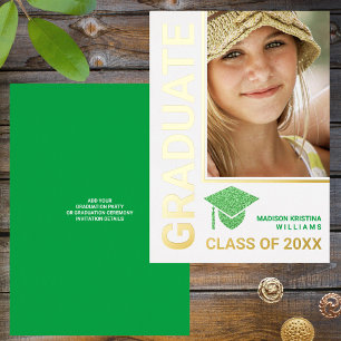 Grad Glam Green Cap Stylish Graduate Photo