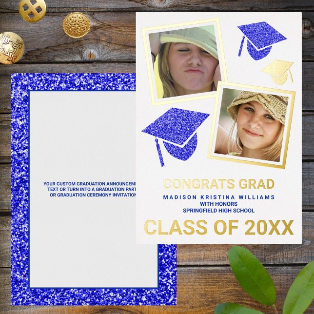 Grad Glam Navy Cap Photo Collage Graduate (Creator Uploaded)