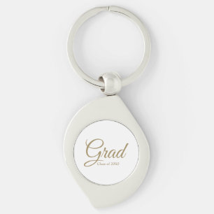 Grad gold script class year elegant graduation keychain