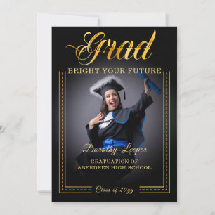 Grad. Golden touch Brighten your future Invitation