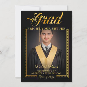 Grad. Golden touch Brighten your future Invitation