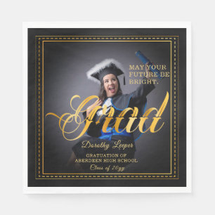 Grad. Golden touch Brighten your future. Napkin