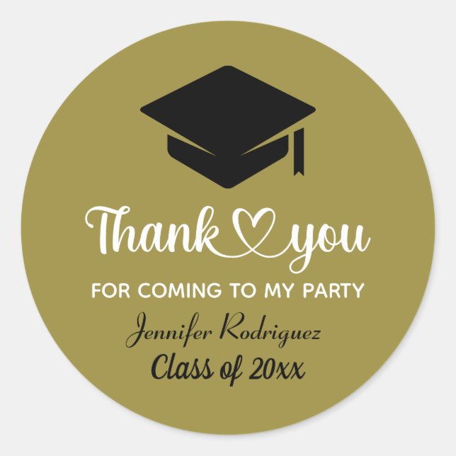 Grad Graduate Cap Thank You For Coming To My Party Classic Round Sticker (Front)