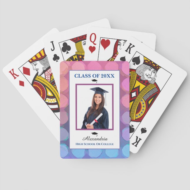 Grad Graduate Graduation Class Photo Personalize Playing Cards (Back)