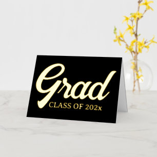 Grad graduate personalized year custom text foil greeting card