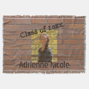 Grad Graffiti Photo on Brick Wall Throw Blanket