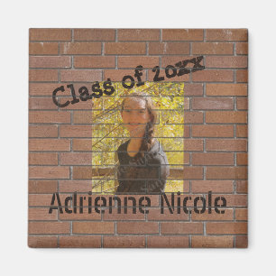 Grad Graffiti Photo on Bricks Customizable Magnet