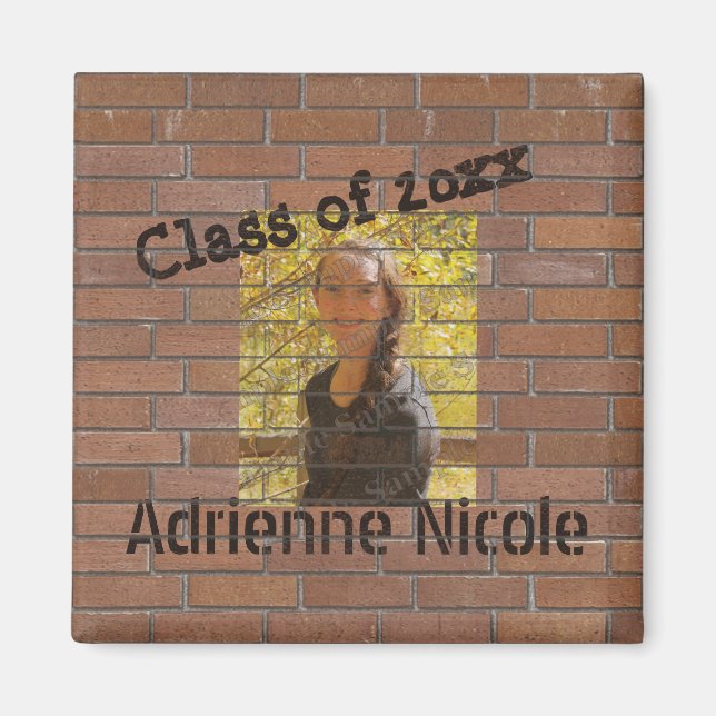 Grad Graffiti Photo on Bricks Customizable Magnet (Front)