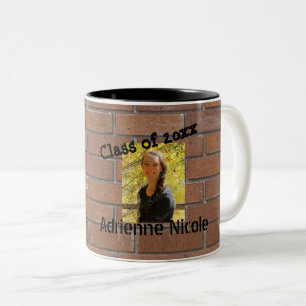 Grad Graffiti Photo on Bricks Customized Two-Tone Coffee Mug