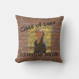 Grad Graffiti Photo on Bricks Shower Curtain Napki Throw Pillow