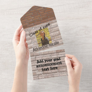 Grad Graffiti Photo on Urban Brick Wall  All In One Invitation