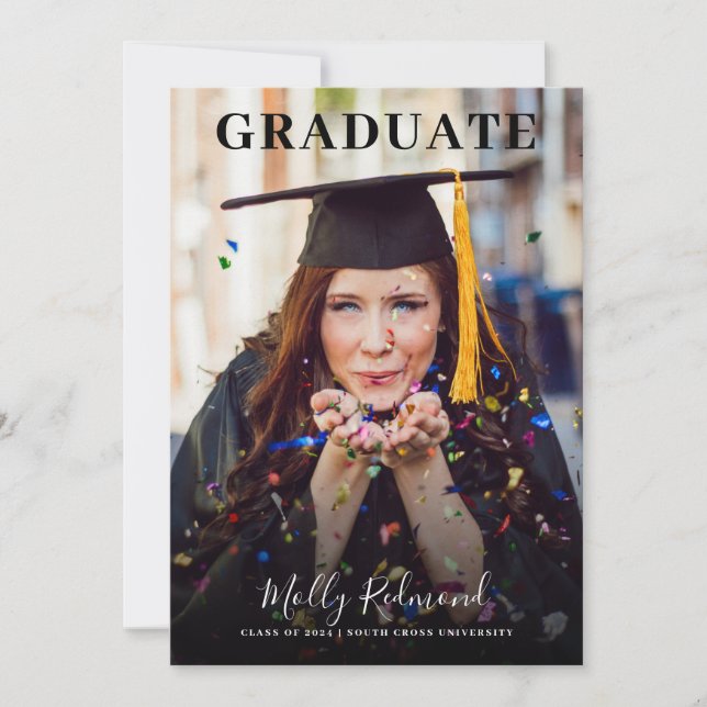 Grad In Cap And Gown Photo Graduation Announcement (Front)
