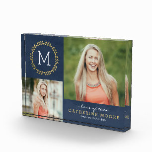 Grad Initial EDITABLE COLOR Graduation Photo Block