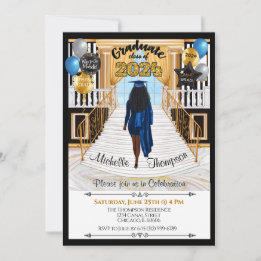 Grad Invitation Afro-Américaine Blue Gown