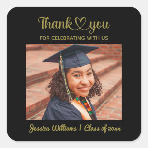 Grad Love And Thanks Custom Photo Personalized Square Sticker