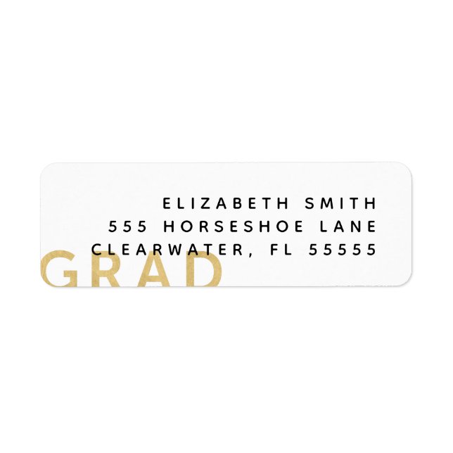 Grad Minimalist Modern Gold Graduation Address (Front)