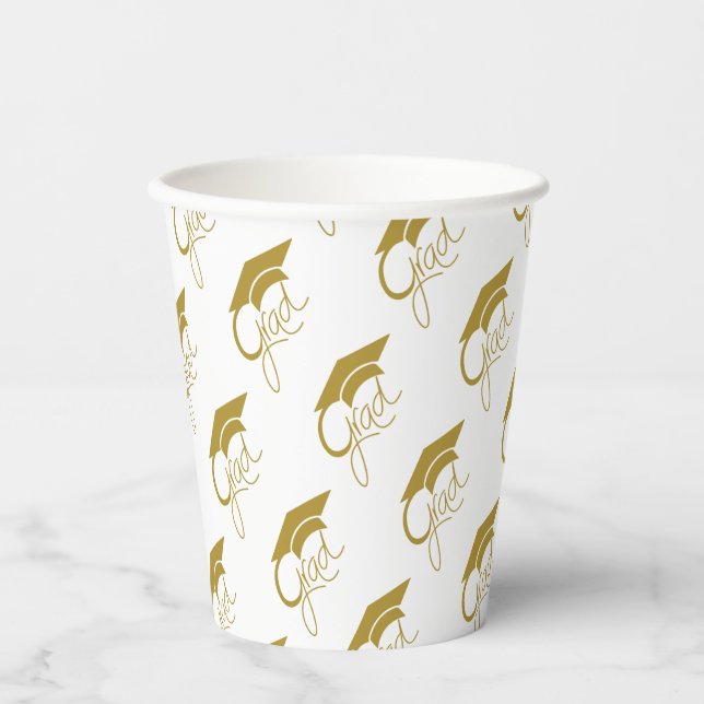 Grad Modern Gold Pattern Paper Cups (Front)