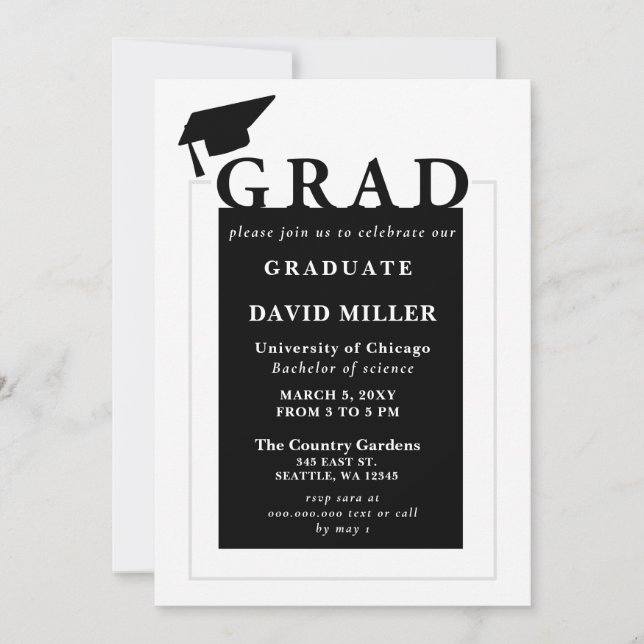 Grad Modern Minimalist Graduation Invitation (Front)