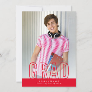 GRAD modern photo outline type overlay red Invitation