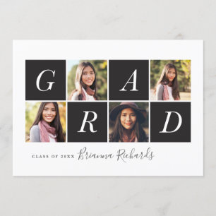 GRAD Multi-Photo Collage Grid   Graduation Party Invitation