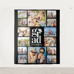 Grad Multiple Photo Collage Memories Backdrop Tapestry