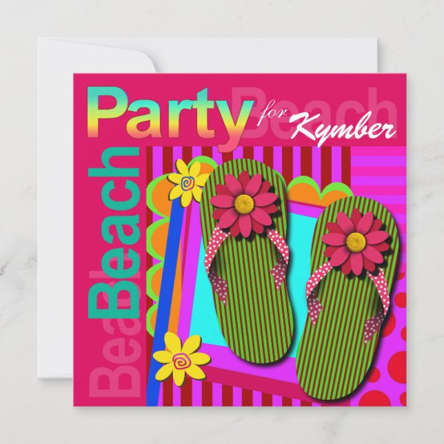 Grad Night Summer Fun Flip Flops - Beach Party! Invitation (Front)
