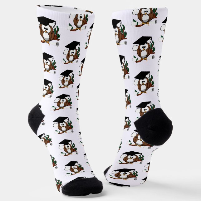Grad Owl Diploma Graduation Socks (Angled)