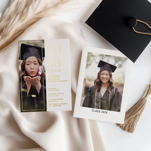 Grad Party Custom Photo Foil Holiday Card (Creator Uploaded)