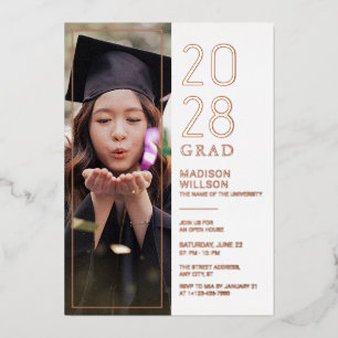 Grad Party Custom Photo Foil Holiday Card