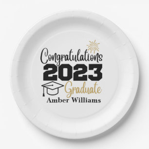 Grad Party Decor Class of 2023 Personalize Paper Plate