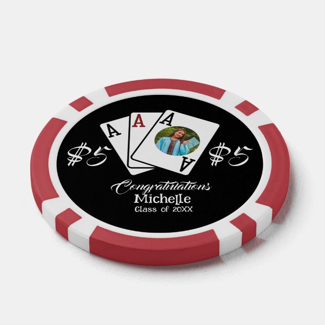 Grad Party Favour Vegas Chips, Personalized Photo Poker Chips (Single)