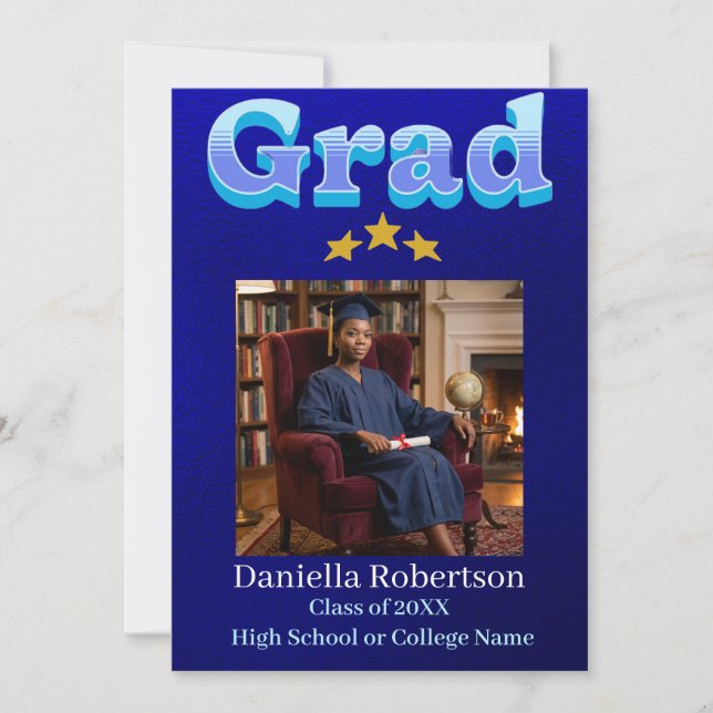 Grad Party Glossy Navy Class of 2026  Invitation (Front)