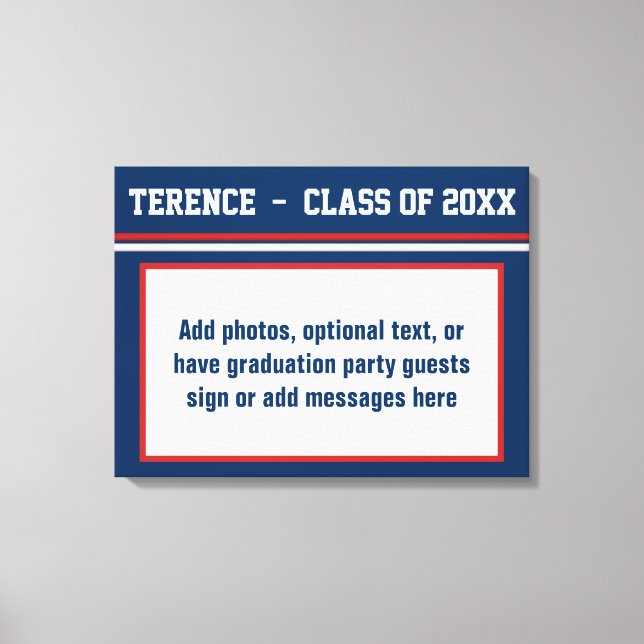 Grad Party Guest Signature Memory Board Canvas Print (Front)