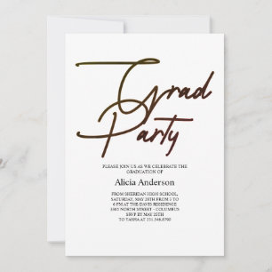 Grad Party Invitation Hathama Script Black White