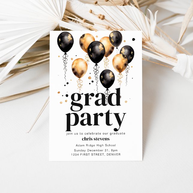 Grad Party Invite Template with Balloons (Creator Uploaded)