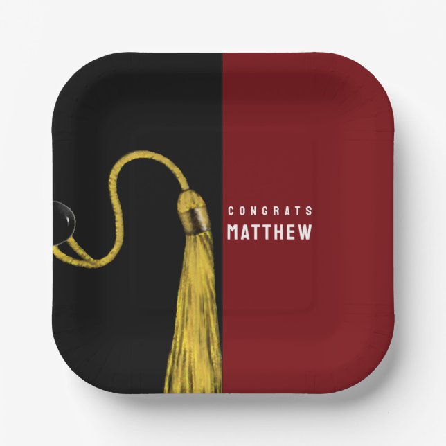 Grad Party Maroon Paper Plates (Front)