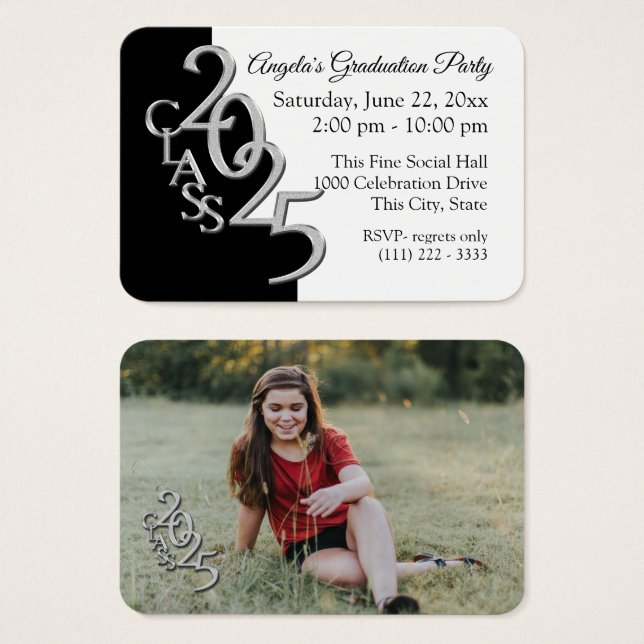 Grad Party Mini Pocket Photo Insert Card 2025 (Front & Back)