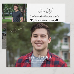 Grad Party Photo Calligraphy Personalize Thank You Card