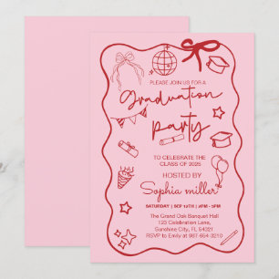 Grad Party Retro Invite Class of 2025,Whimsical