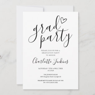Grad Party Script Heart Graduation Party Invitation