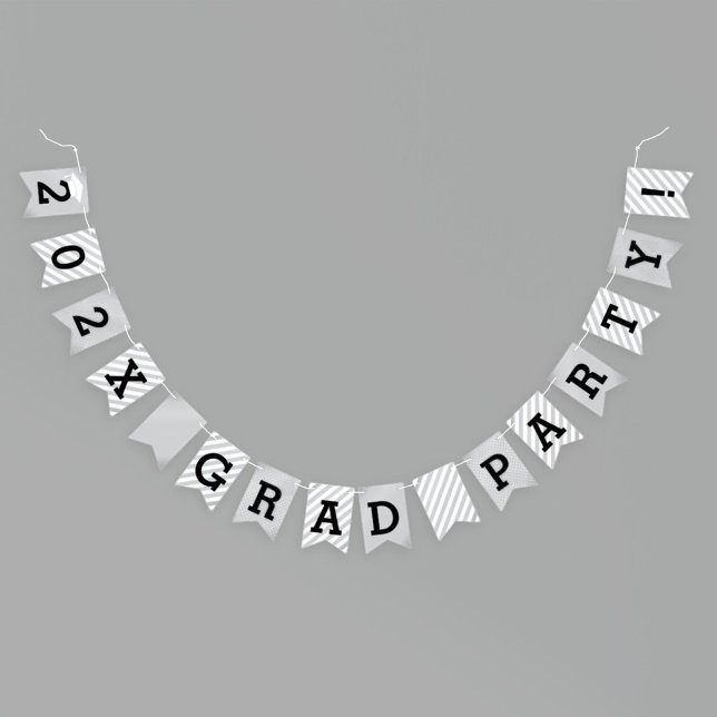Grad Party Silver Stripes and Dots Bunting Flags (Creator Uploaded)