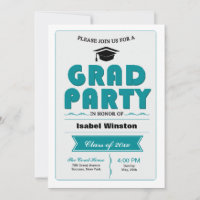 Grad Party White Invitation