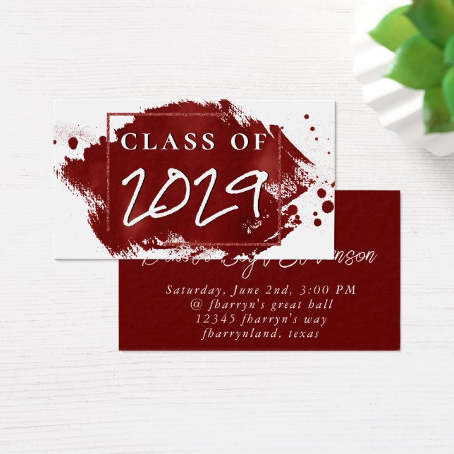 Grad peint | Red Crimson Graduation Faire-part (Bureau)