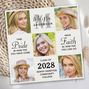 Grad Personalized 5 Photo Collage Graduation Announcement